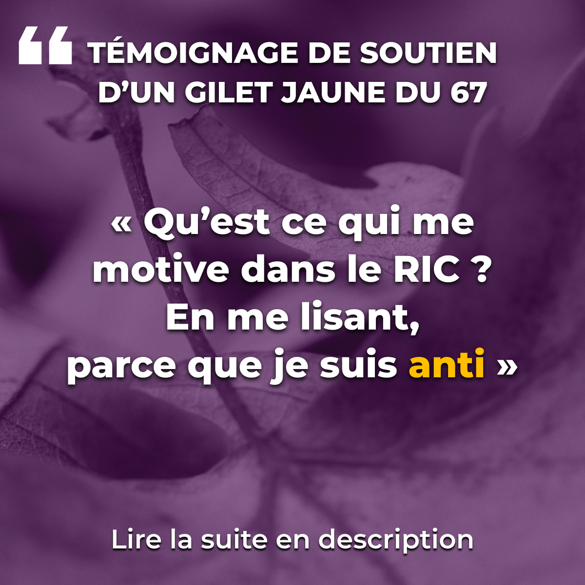 « Parce que je suis anti »