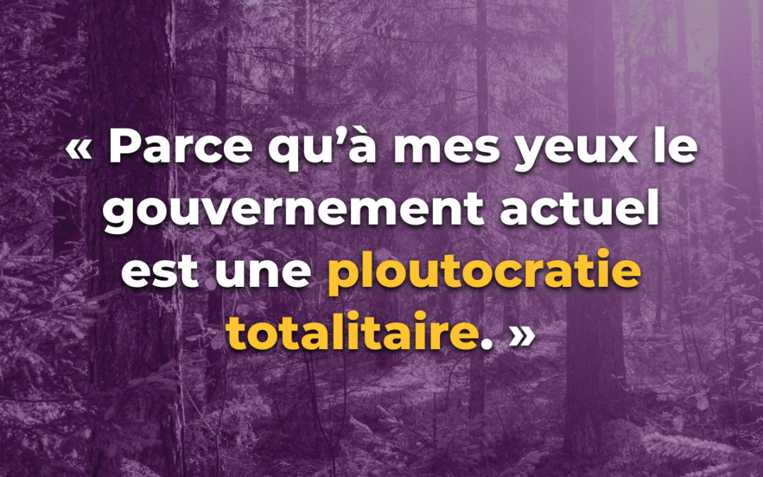 « Parce qu’il faut faire face à la corruption, aux mensonges, aux conflits d’intérêts qui ont fracturé, divisé, appauvri la France »