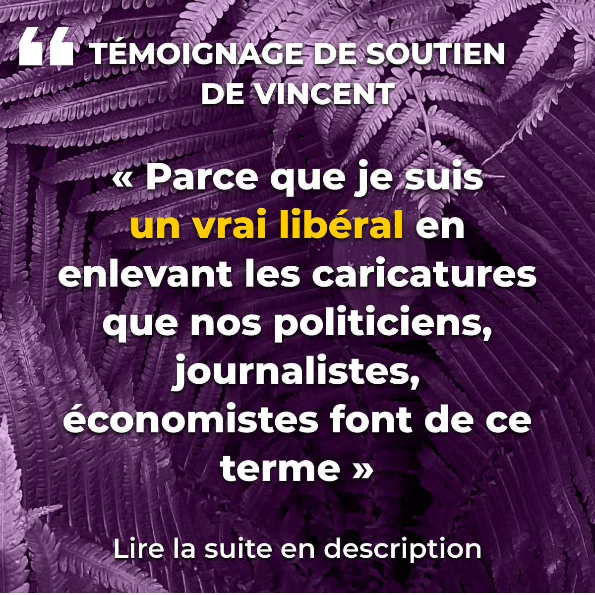 « Parce que je suis un vrai libéral en enlevant les caricatures que nos politiciens, journalistes, économistes font de ce terme »