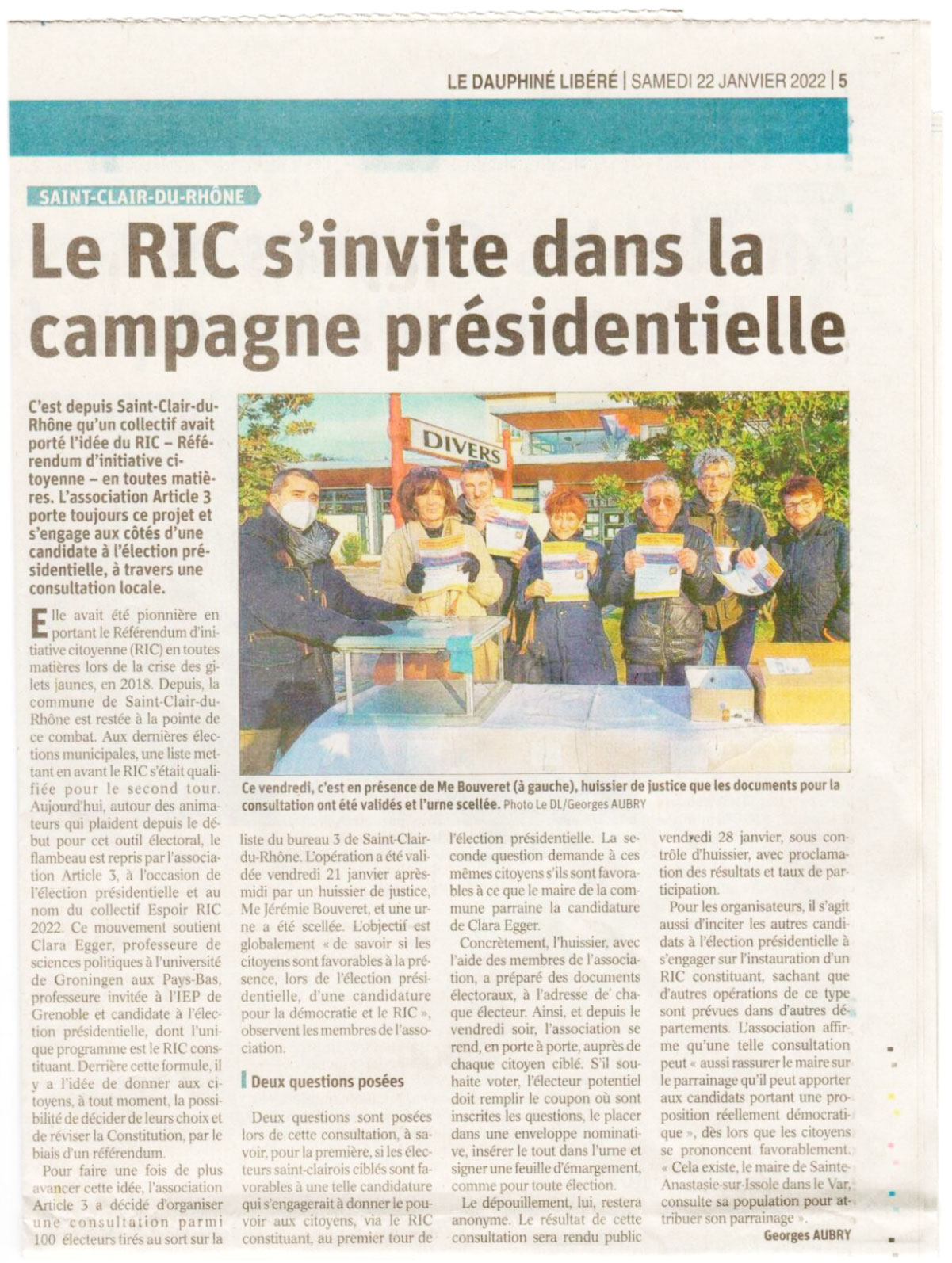 Action terrain : Saint-Clair-du-Rhône. Le RIC s’invite dans la campagne présidentielle