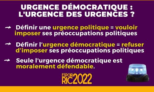 Iconographie de synthèse de notre article sur l'urgence démocratique