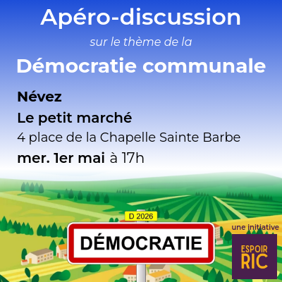 Apéro-discussion sur la Démocratie communale à Névez dans le Finistère – 1er mai 17h